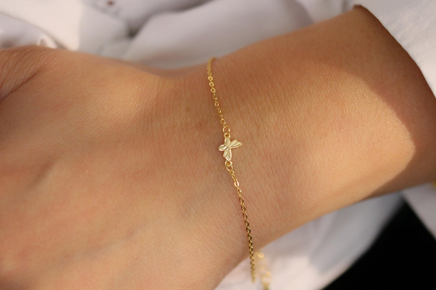 925 Sterling Silver or Gold Butterfly Bracelet – Dainty Minimalist Jewellery, Christmas Gift for Her