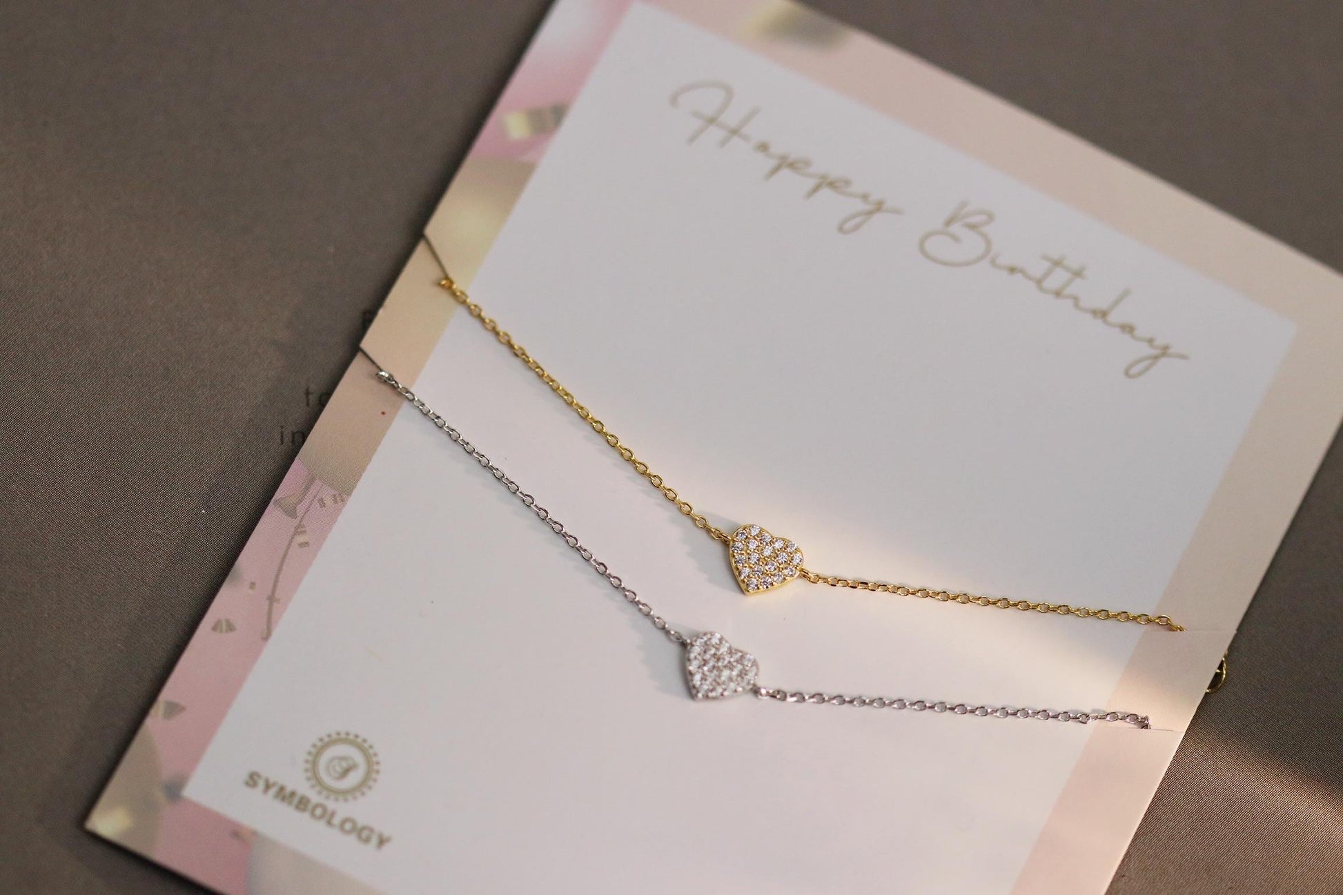925 Sterling Silver or Gold Heart Bracelet – Dainty CZ Crystal Heart Chain, Minimalist Jewellery, Christmas Gift for Her