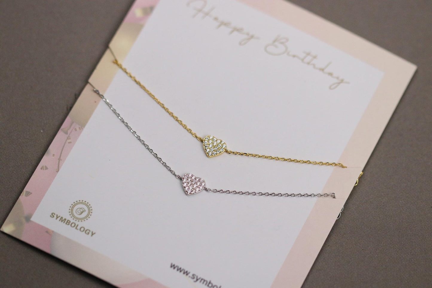 925 Sterling Silver or Gold Heart Bracelet – Dainty CZ Crystal Heart Chain, Minimalist Jewellery, Christmas Gift for Her