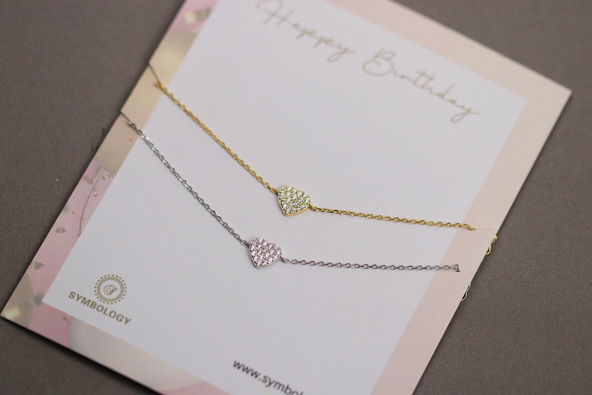 925 Sterling Silver or Gold Heart Bracelet – Dainty CZ Crystal Heart Chain, Minimalist Jewellery, Christmas Gift for Her