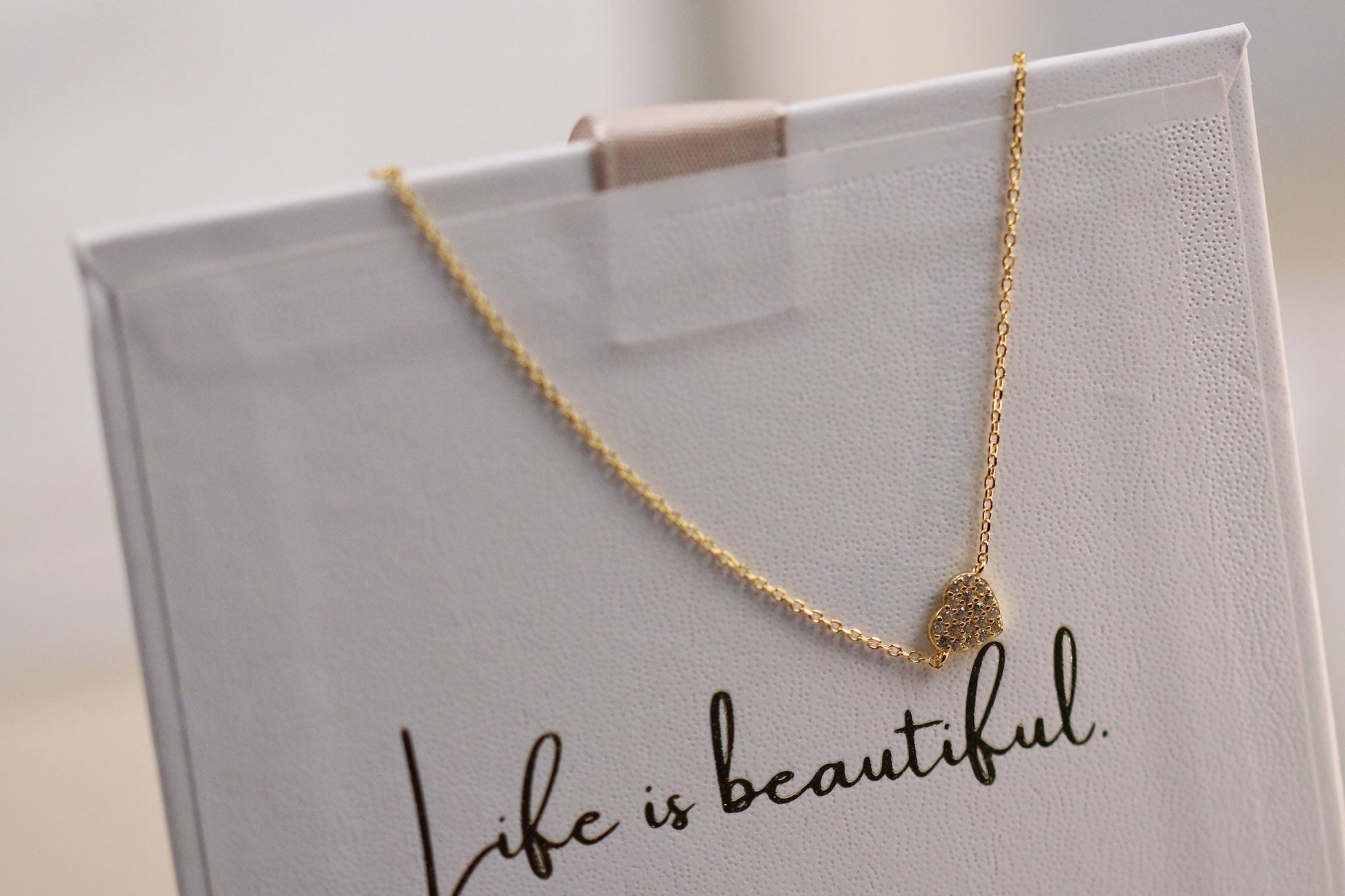 925 Sterling Silver or Gold Heart Bracelet – Dainty CZ Crystal Heart Chain, Minimalist Jewellery, Christmas Gift for Her
