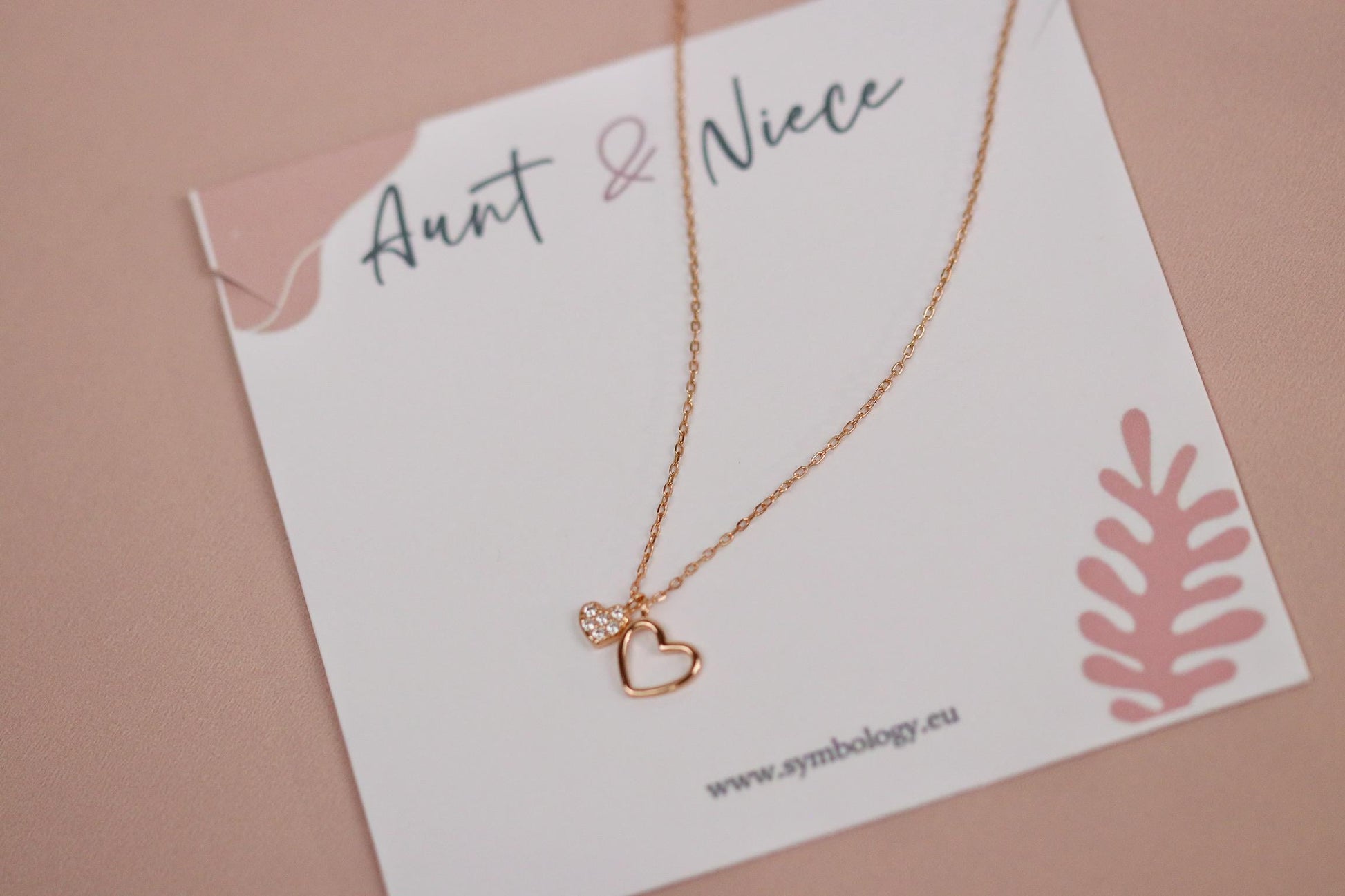 Sterling Silver/Rose Gold Double Heart Necklace, Dainty Heart Pendant Jewellery, Mother & Daughter Gift