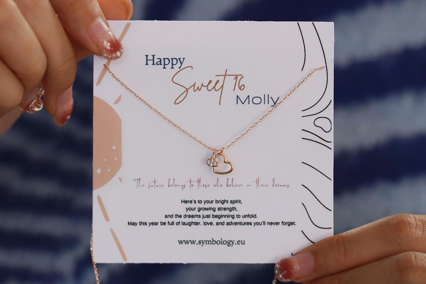 Sterling Silver/Rose Gold Double Heart Necklace, Dainty Heart Pendant Jewellery, 16th Birthday Gift