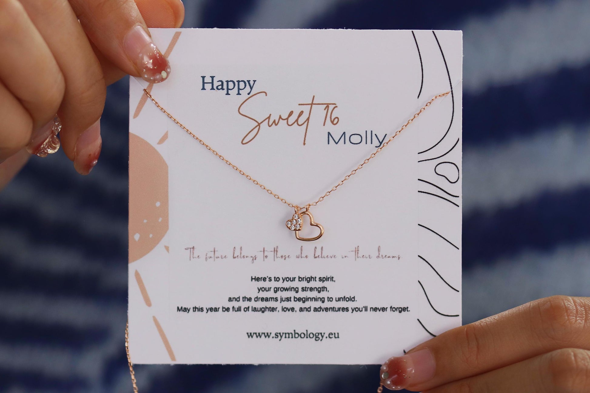 Sterling Silver/Rose Gold Double Heart Necklace, Dainty Heart Pendant Jewellery, 16th Birthday Gift