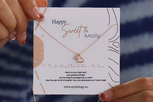 Sterling Silver/Rose Gold Double Heart Necklace, Dainty Heart Pendant Jewellery, 16th Birthday Gift