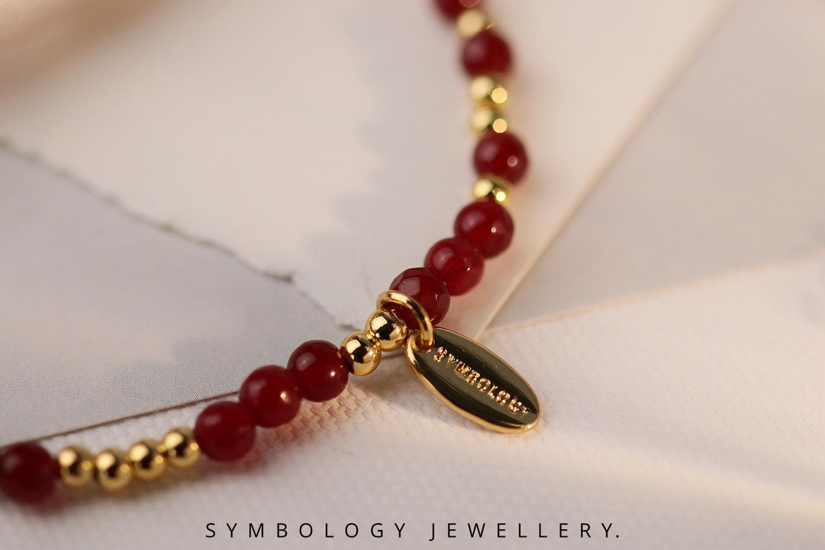 Indian Agate Beaded Initial Bracelet, Personalised Gemstone Name Bracelet, Gold Filled CZ Alphabet Charm Jewellery, Gingerbread Man