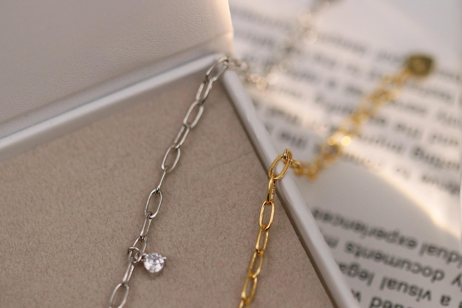925 Sterling Silver or Gold Dainty Chain Bracelet – CZ Crystal Drop Charm, Minimalist Adjustable Jewellery, Christmas Gift for Her