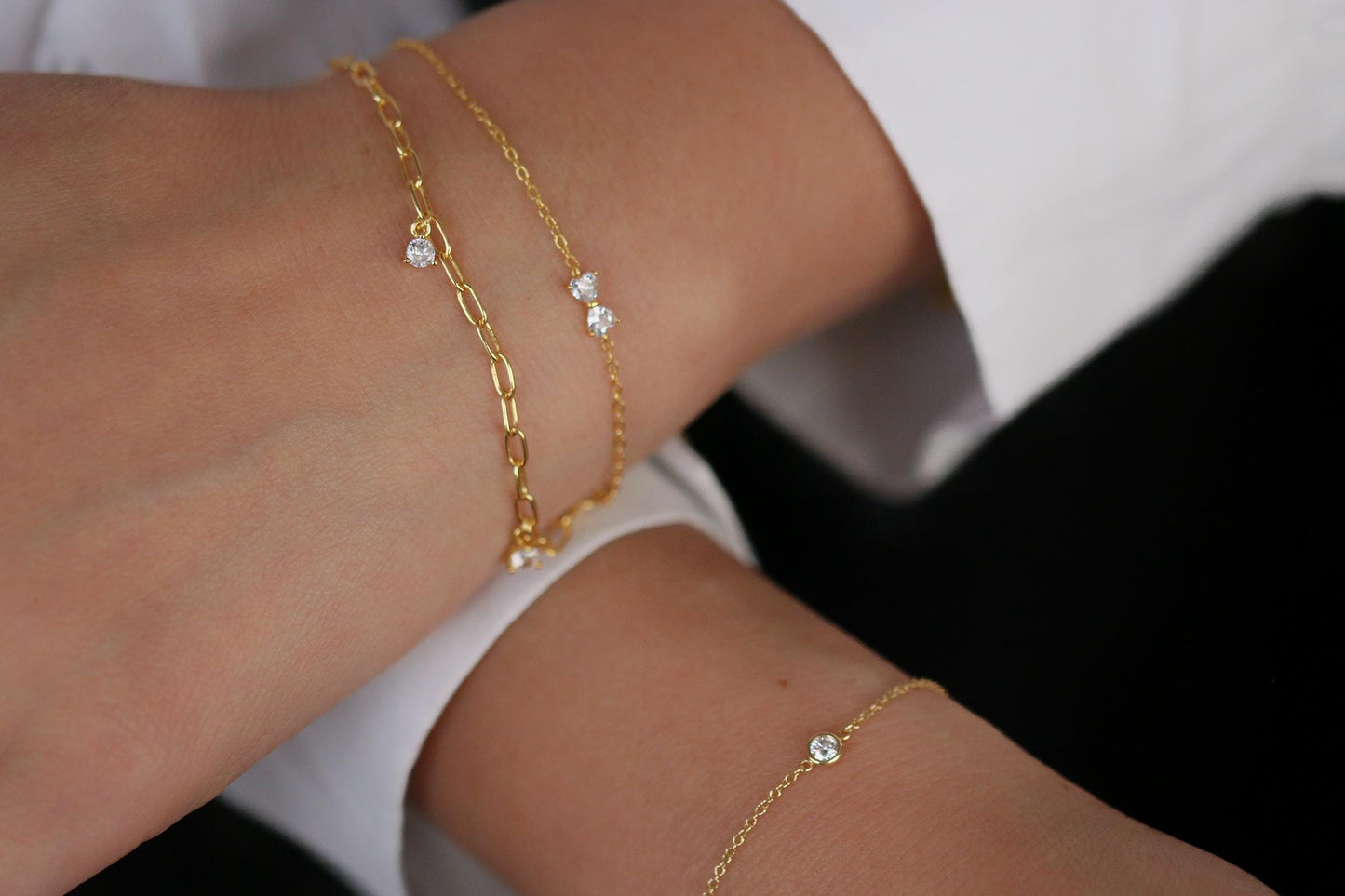 925 Sterling Silver or Gold Bow Bracelet – Dainty CZ Butterfly Bowknot Chain Bracelet, Minimalist Jewellery, Christmas Gift Idea