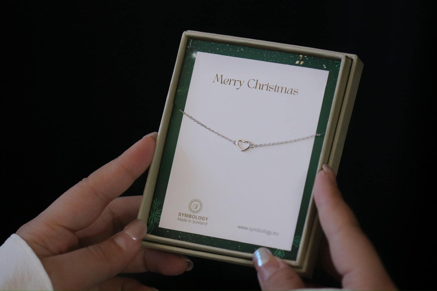Sterling Silver or Gold Open Heart Bracelet, Dainty Minimalist Heart Chain, Christmas Gift