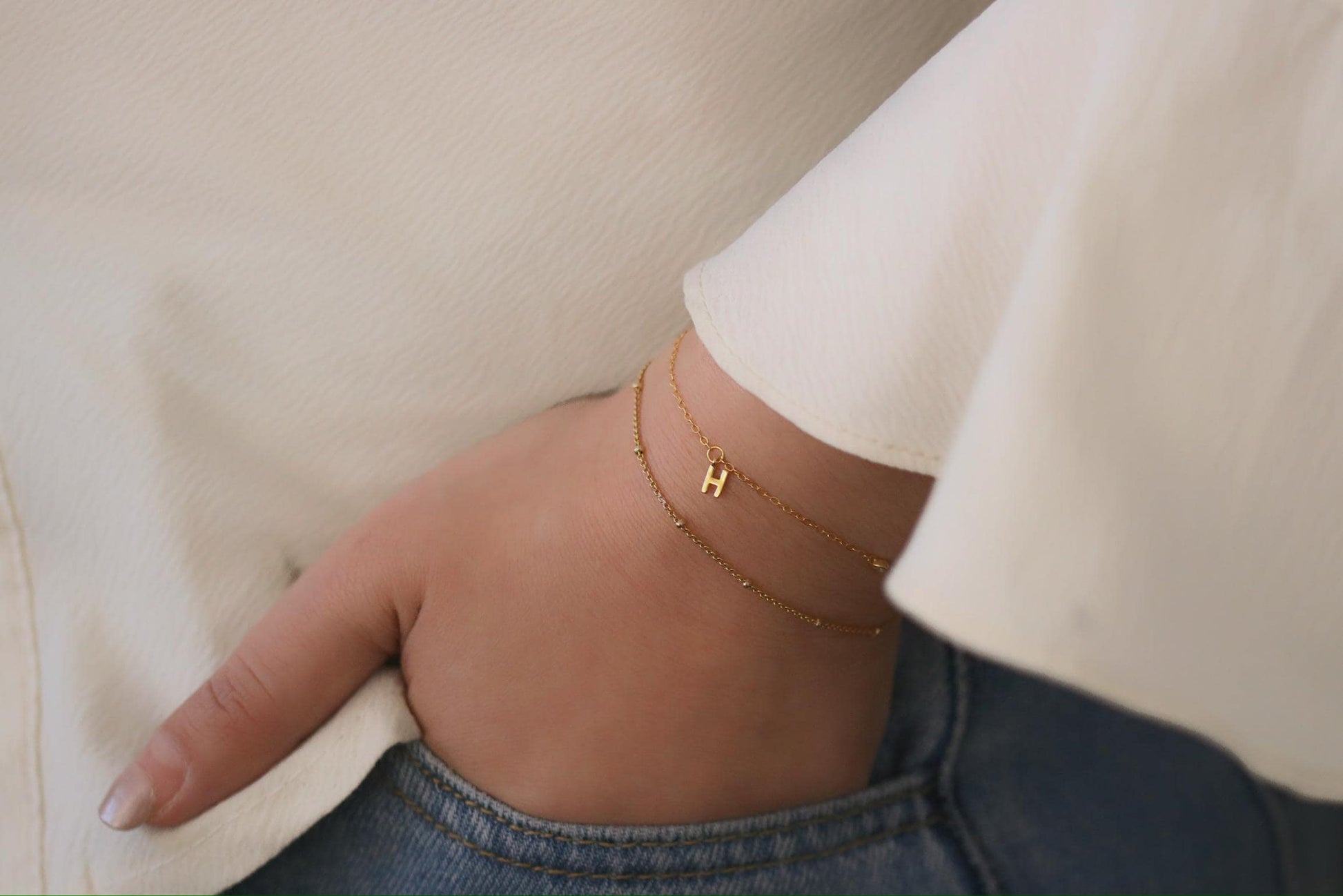 Sterling Silver or Gold Open Heart Bracelet, Dainty Minimalist Heart Chain, Christmas Gift
