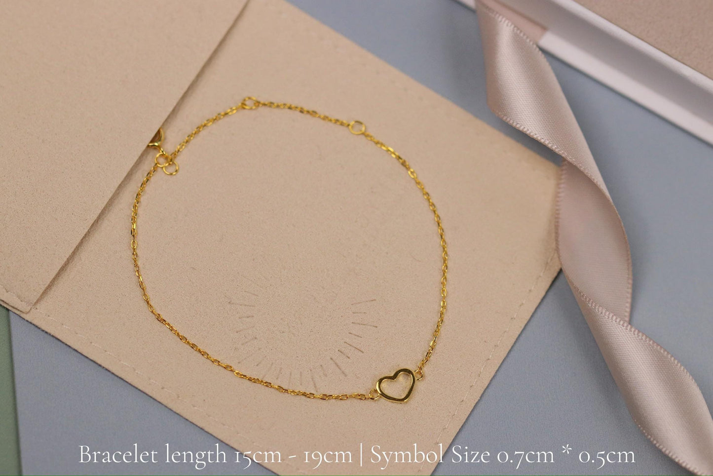 Sterling Silver Open Heart Bracelet, Gold Dainty Minimalist Heart Chain, Christmas Gift for Her