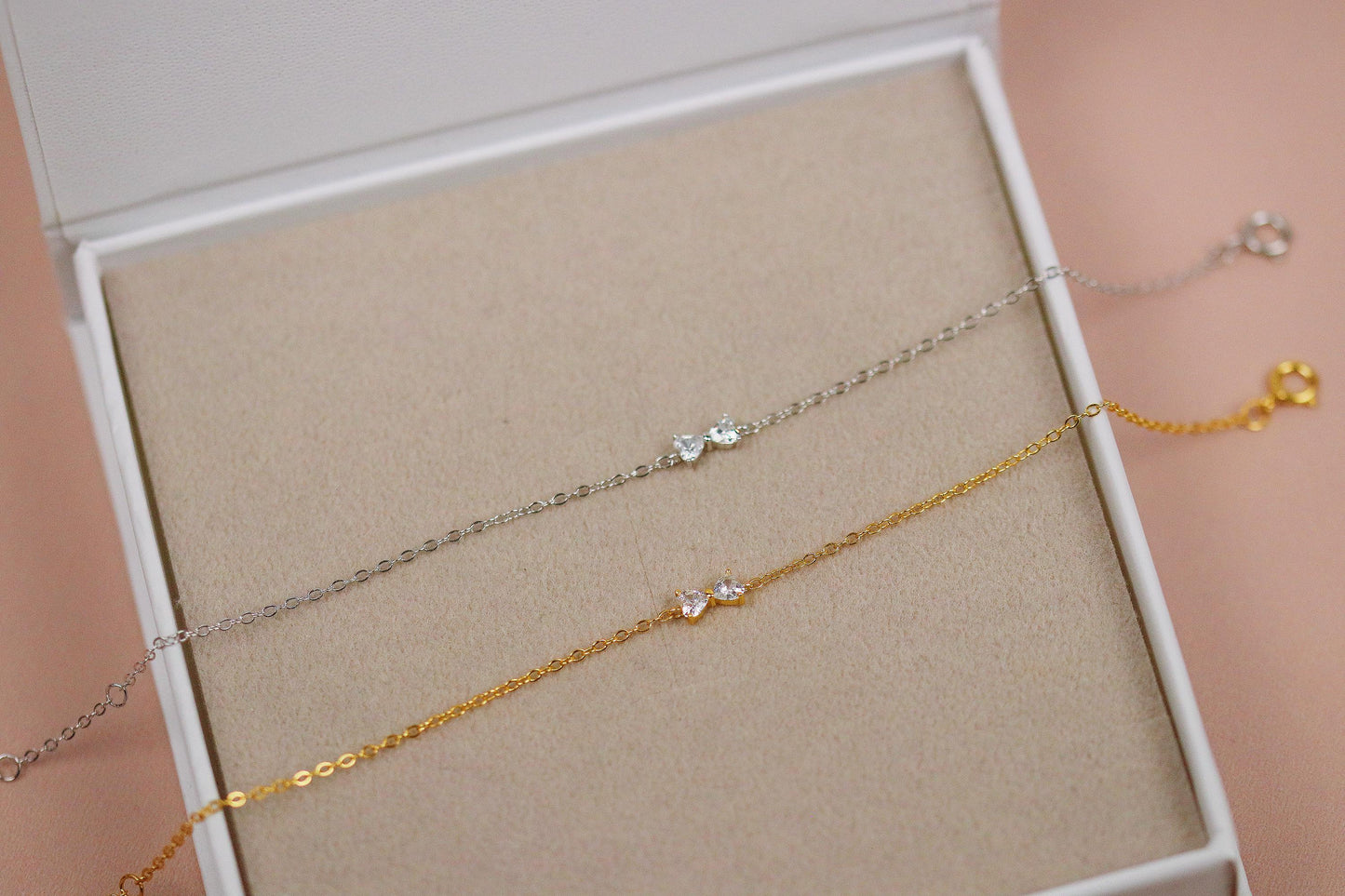 Sterling Silver Gold Bow Bracelet – Dainty CZ Butterfly Bowknot Chain,Minimalist Jewellery,Thank You Gift
