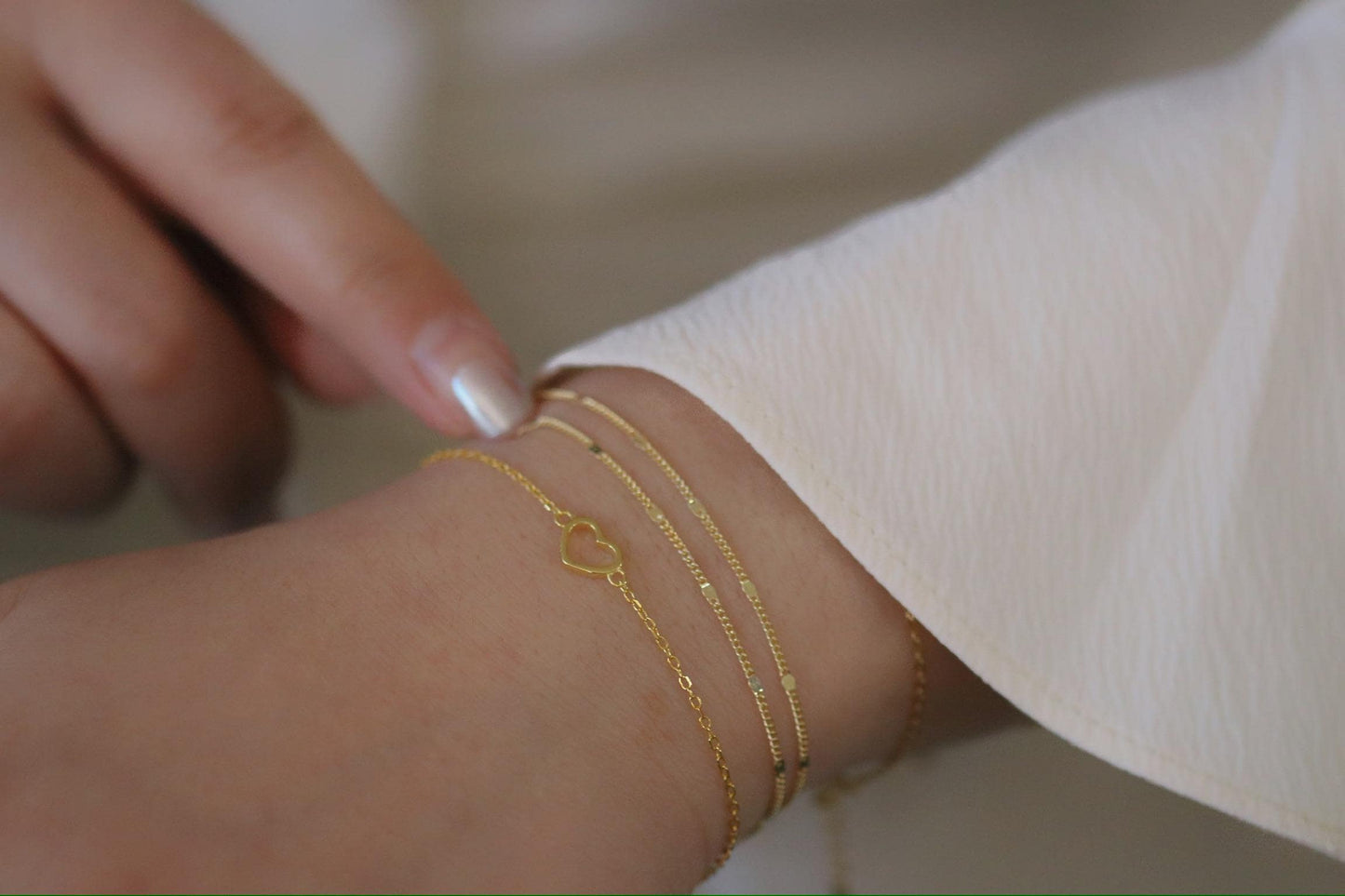 Sterling Silver Multi Layer Bracelet, Gold or Silver Dainty Chain Bangle, Minimalist Layered Jewelry