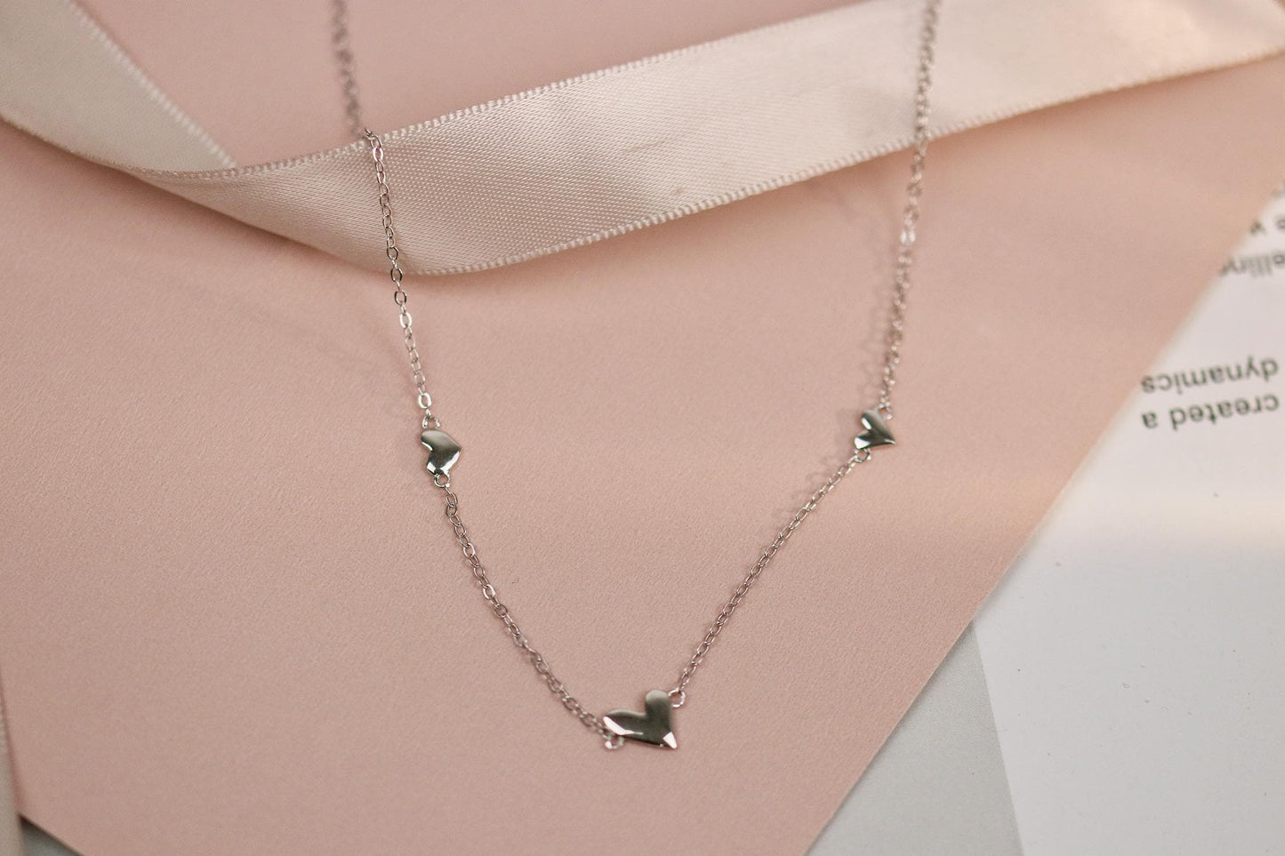 40th Birthday Gift, Three Love Heart Necklace, Milestone Birthday Jewellery with Personalised Name Card