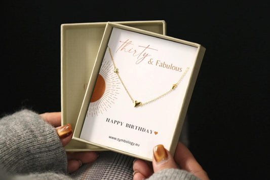 30th Birthday Gift for Her, Three Love Heart Necklace, Milestone Birthday Jewellery