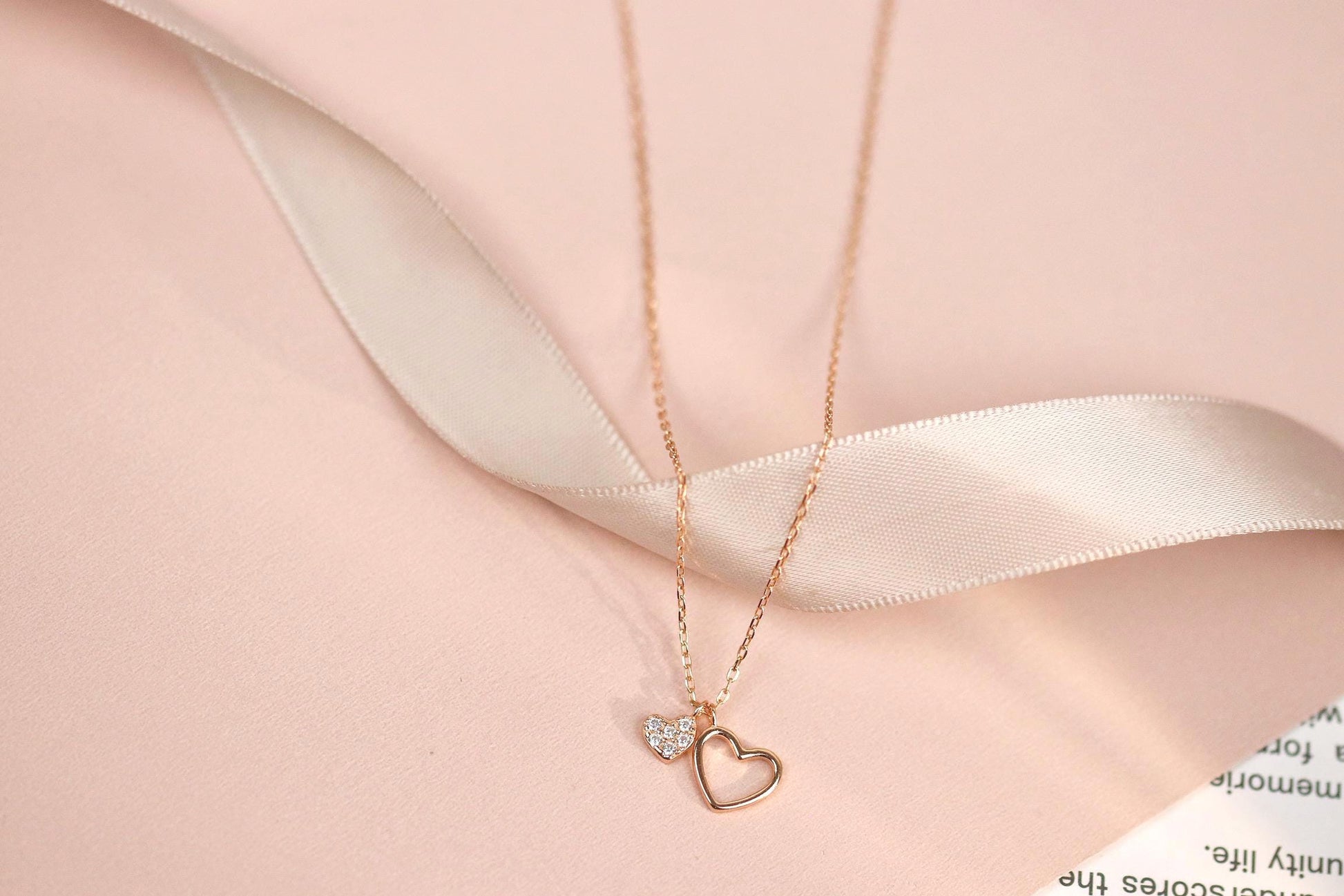 Rose Gold Aunt and Niece Necklace – Sterling Silver Heart Necklace | Birthday Gift for Auntie