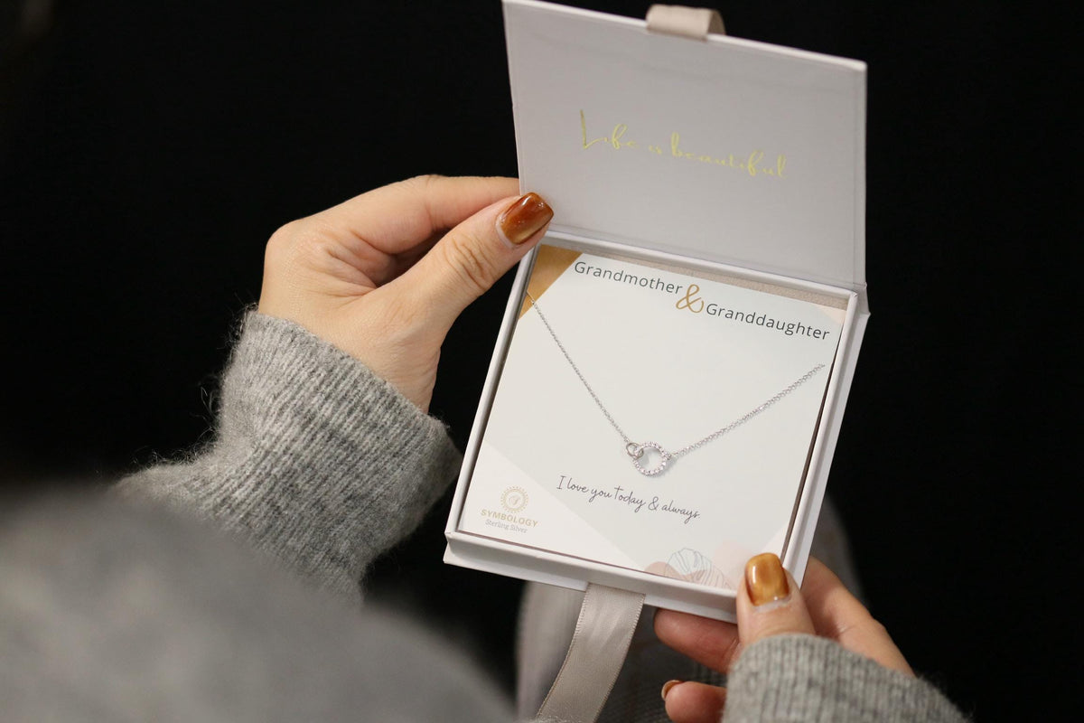 Godmother Goddaughter Necklace, Silver Interlocking Circle Pendant, Dainty Gold Necklace, Baptism Gift for Her