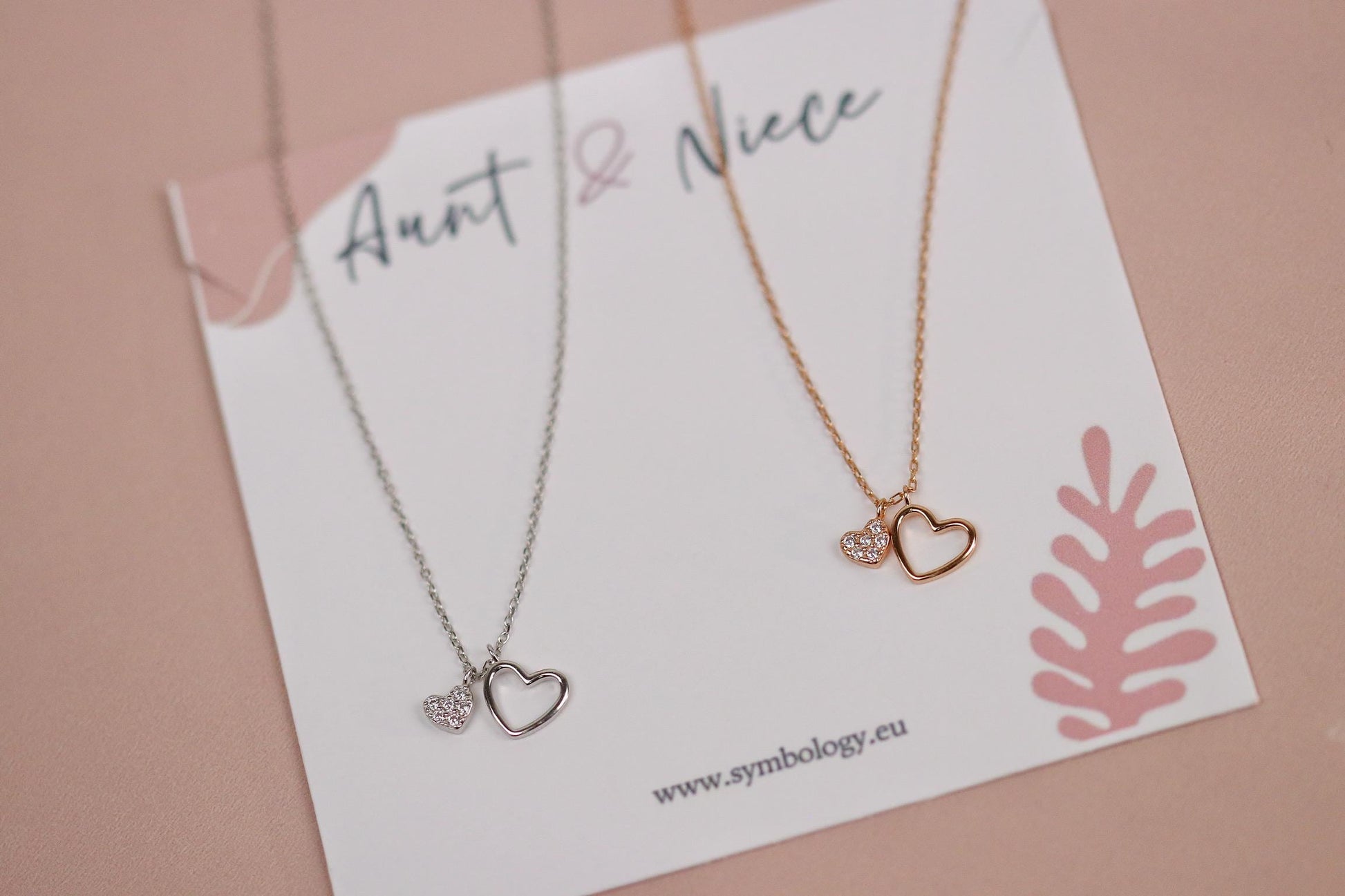 Sterling Silver/Rose Gold Double Heart Necklace, Dainty Heart Pendant Jewellery, 16th Birthday Gift