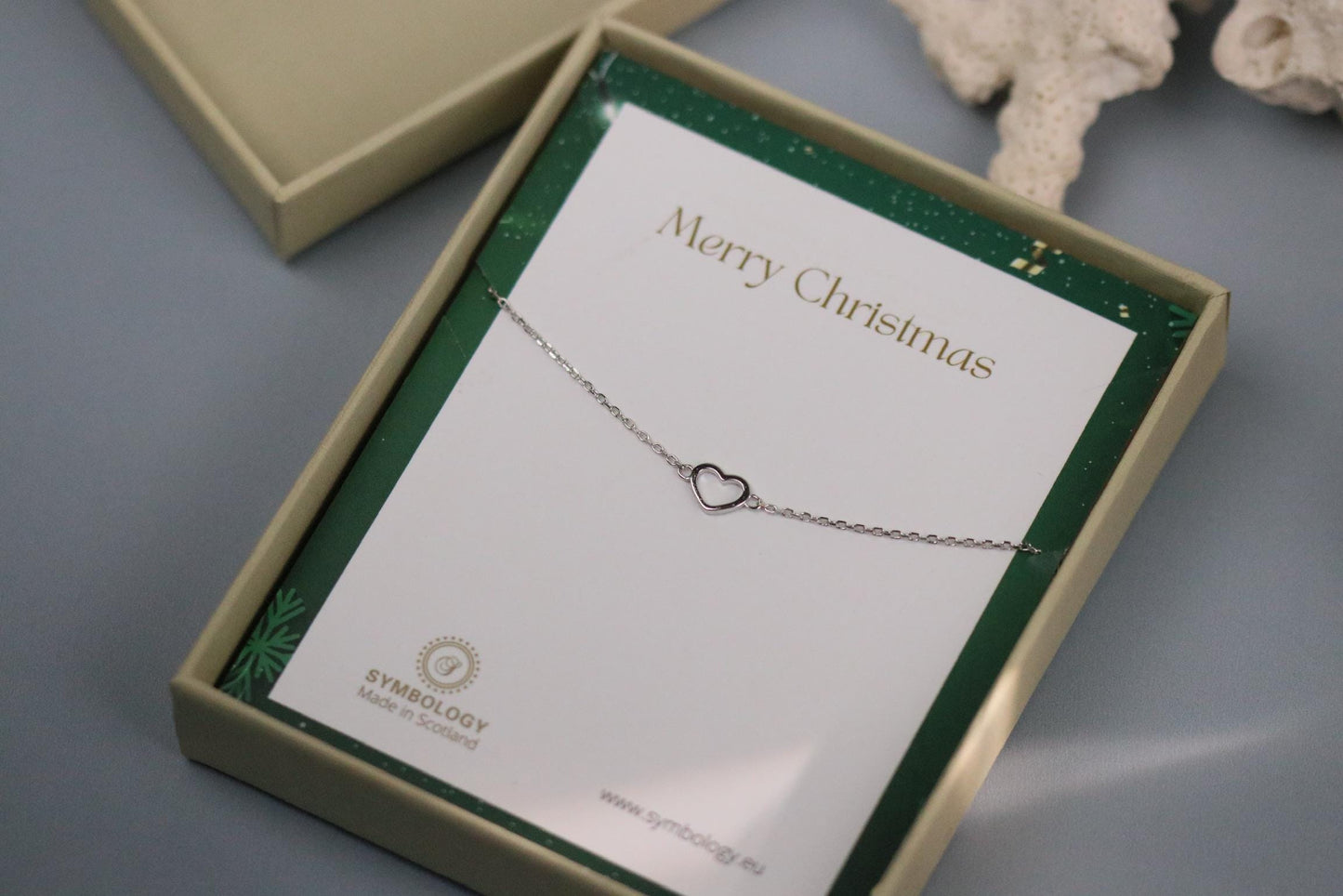 Sterling Silver or Gold Open Heart Bracelet, Dainty Minimalist Heart Chain, Christmas Gift