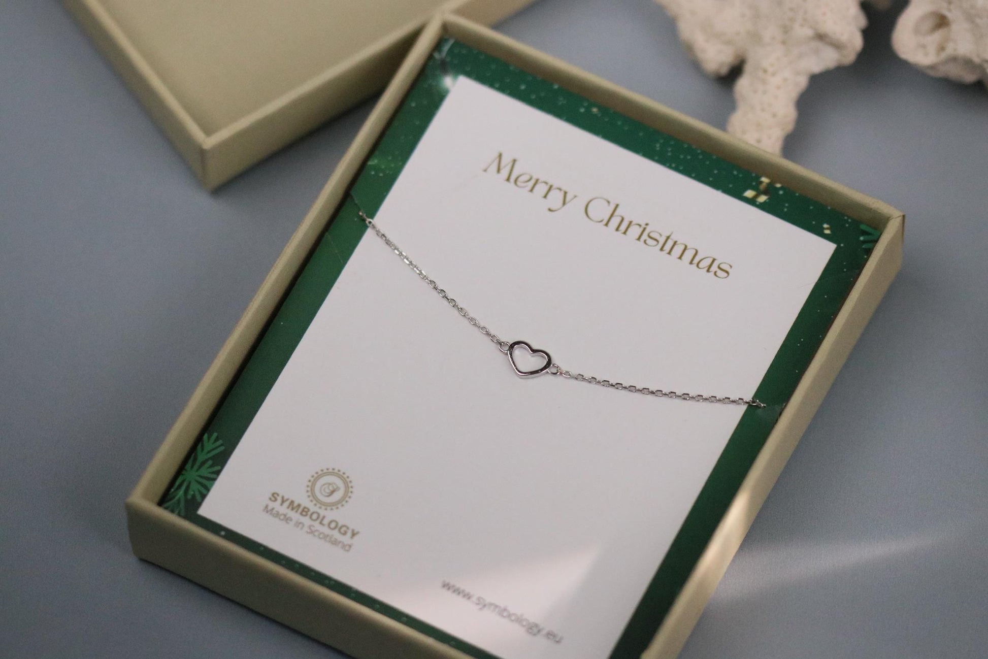 Sterling Silver or Gold Open Heart Bracelet, Dainty Minimalist Heart Chain, Christmas Gift