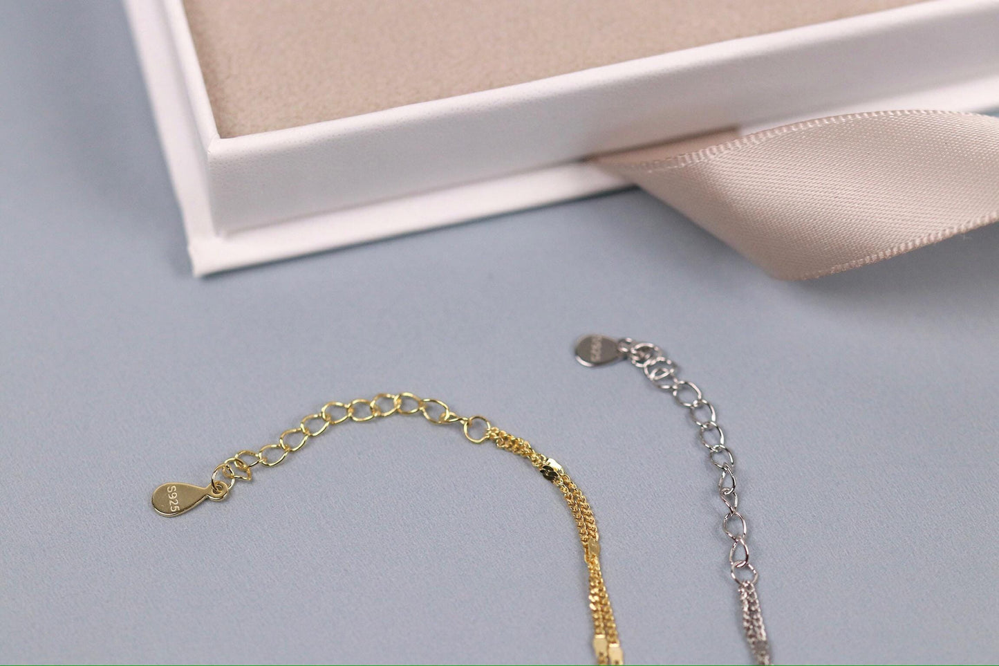 Sterling Silver Multi Layer Bracelet, Gold or Silver Dainty Chain Bangle, Minimalist Layered Jewelry