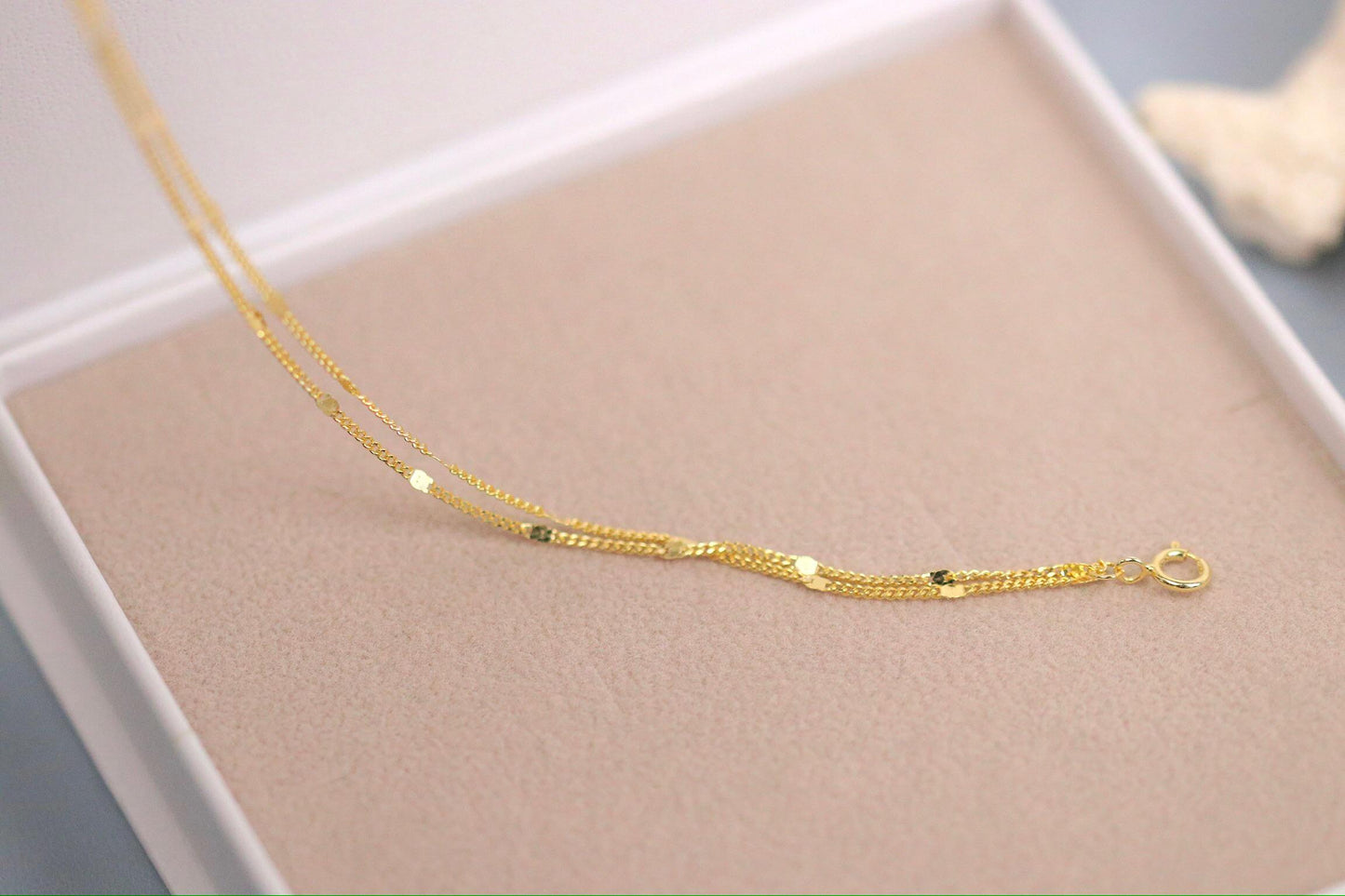 Sterling Silver Multi Layer Bracelet, Gold or Silver Dainty Chain Bangle, Minimalist Layered Jewelry