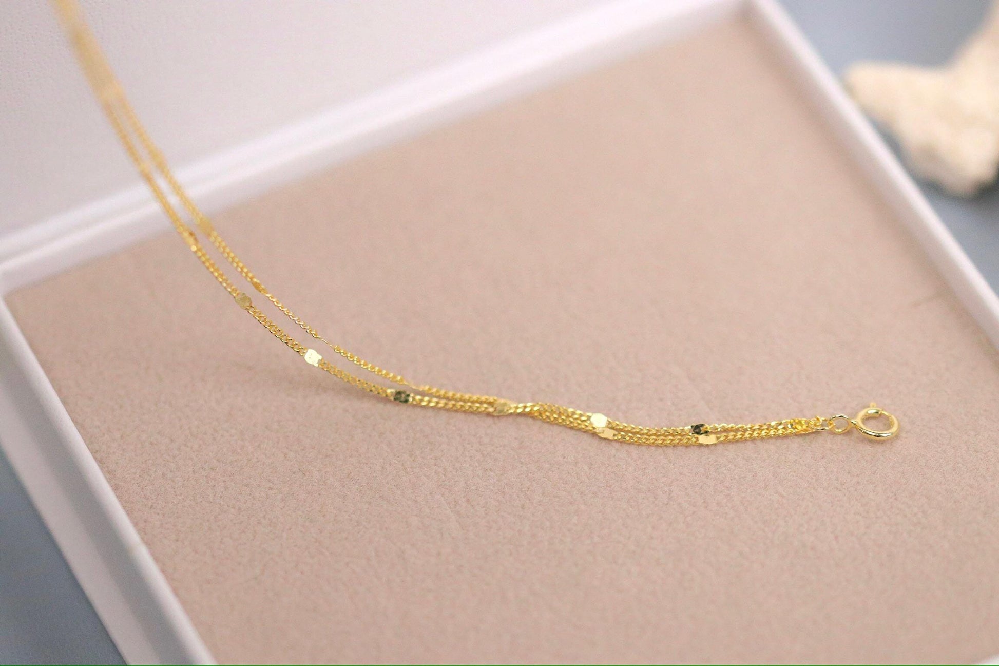 Sterling Silver Multi Layer Bracelet, Gold or Silver Dainty Chain Bangle, Minimalist Layered Jewelry