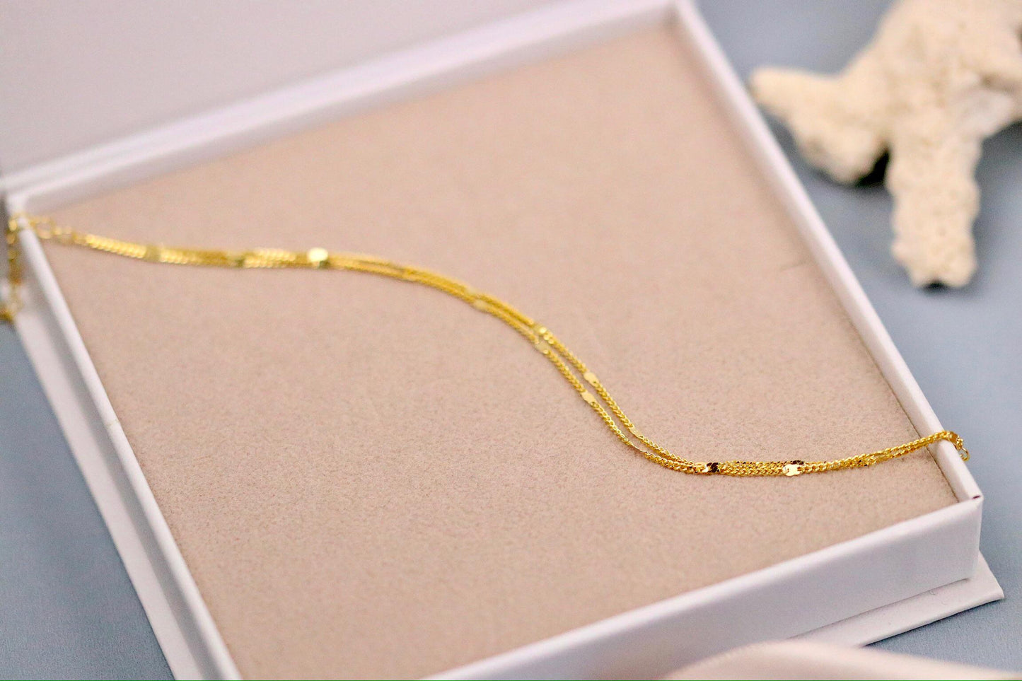 Sterling Silver Multi Layer Bracelet, Gold or Silver Dainty Chain Bangle, Minimalist Layered Jewelry