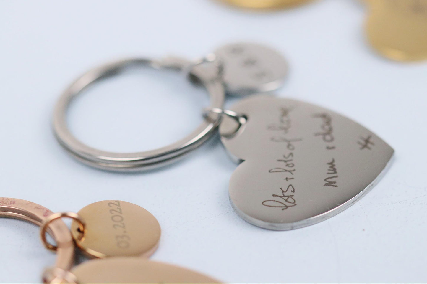 Loss of father Keyring: Personalised Stainless Steel Handwriting Keychain, Memorial Photo Gift for Her