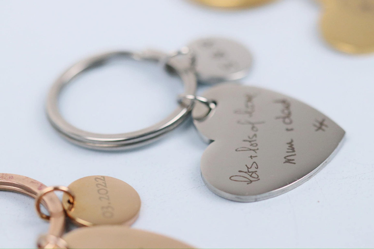 16 18 21 Milestone Birthday Gift, Gold Handwriting Engraving Keyring: Personalised Memorial Photo Gift