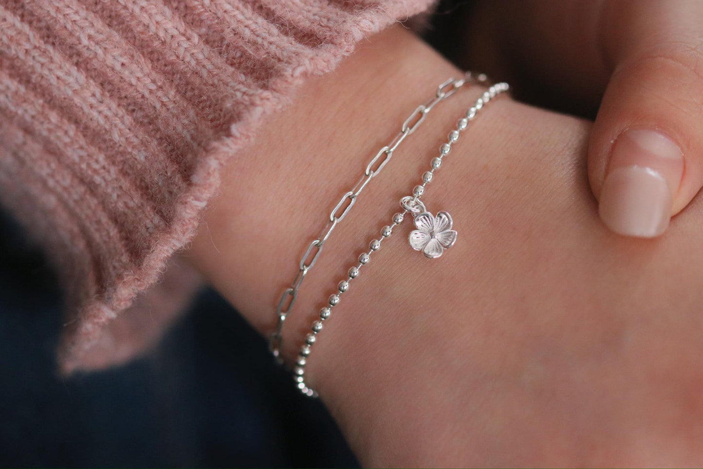 Sterling Silver Leaf Initial Bracelet, Alphabet Letter Bracelet, Personalised Christmas Jewellery Gift for Daughter