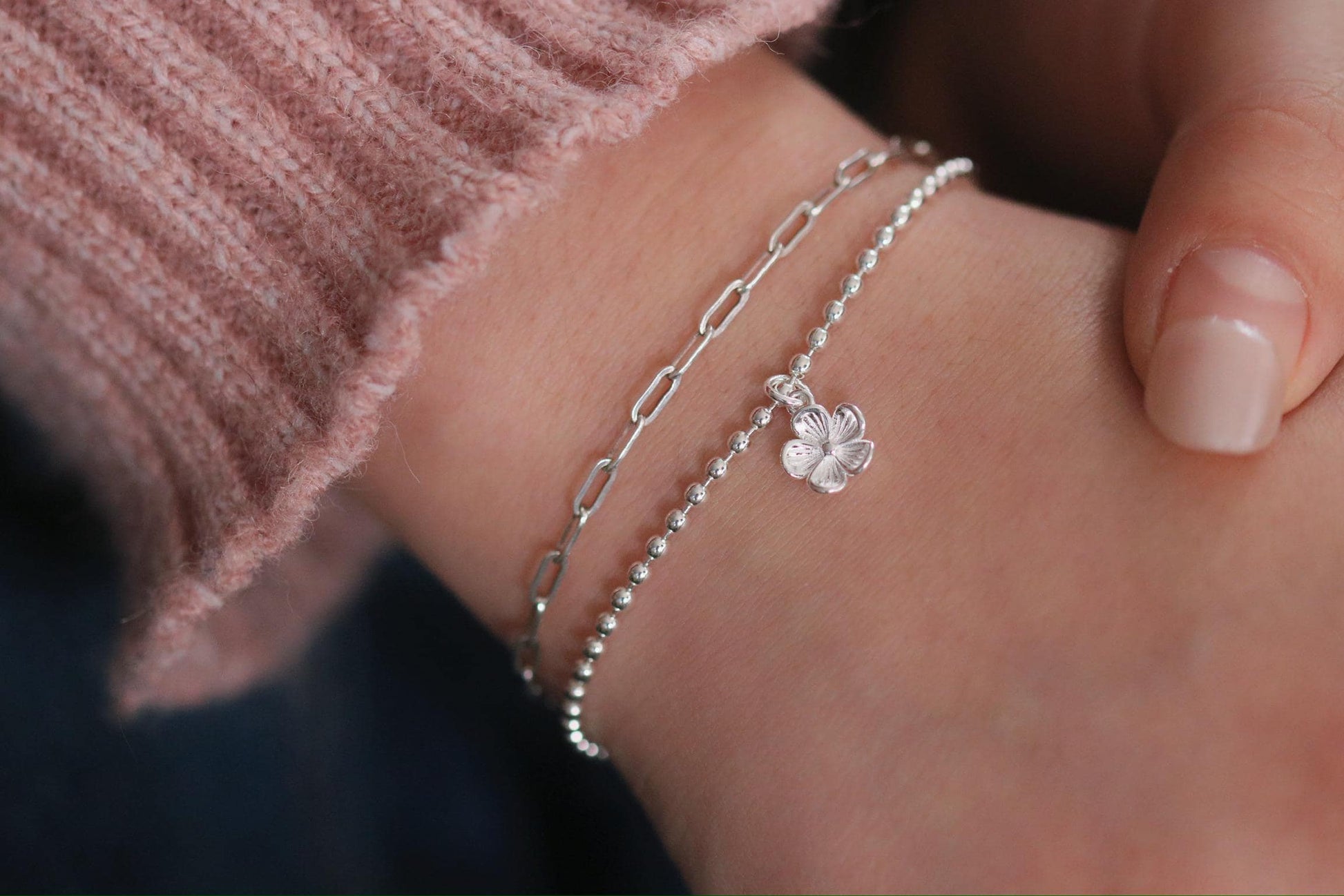 Sterling Silver Leaf Initial Bracelet, Alphabet Letter Bracelet, Personalised Christmas Jewellery Gift for Daughter