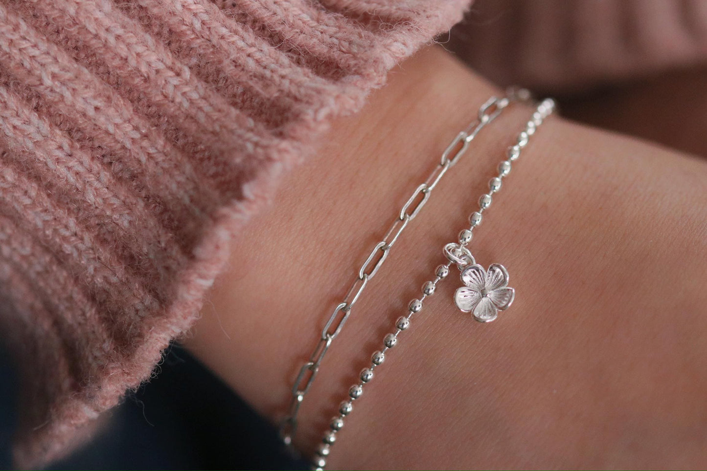 Sterling Silver Leaf Initial Bracelet, Alphabet Letter Bracelet, Personalised Christmas Jewellery Gift for Daughter