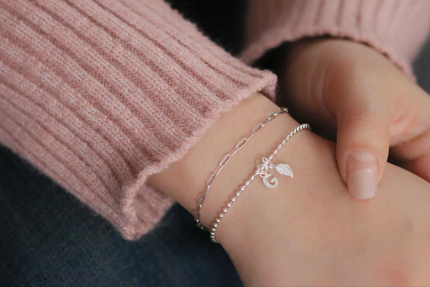 Sterling Silver Flower Girl Bracelet Gift, Alphabet Initial Letter Bracelet, Personalised Bridesmaid Jewellery
