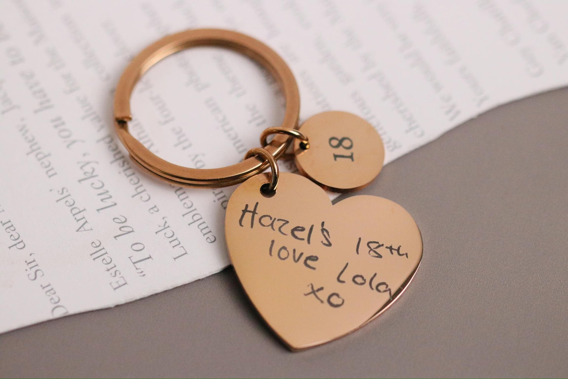 Loss of father Keyring: Personalised Stainless Steel Handwriting Keychain, Memorial Photo Gift for Her
