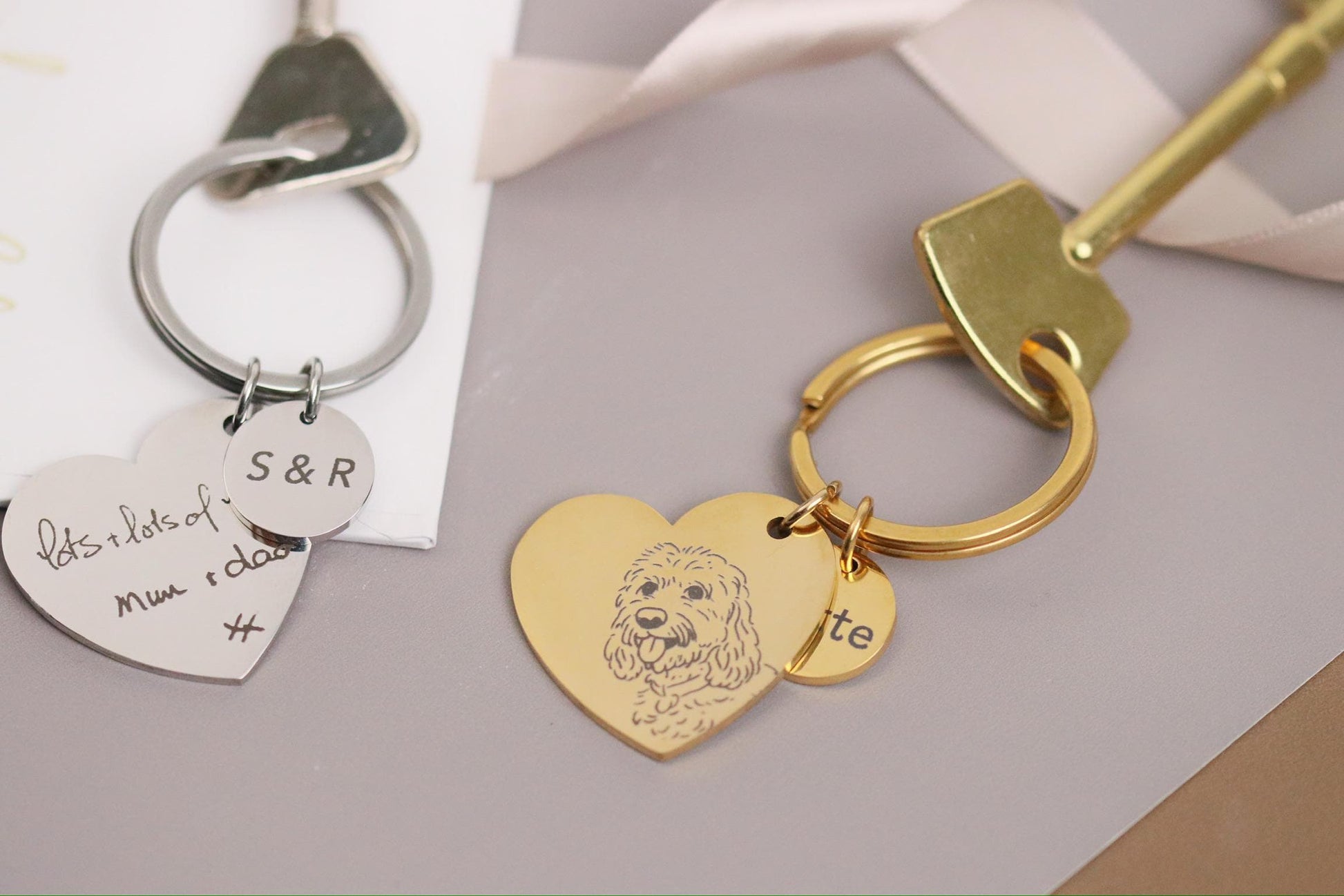 Loss of father Keyring: Personalised Stainless Steel Handwriting Keychain, Memorial Photo Gift for Her