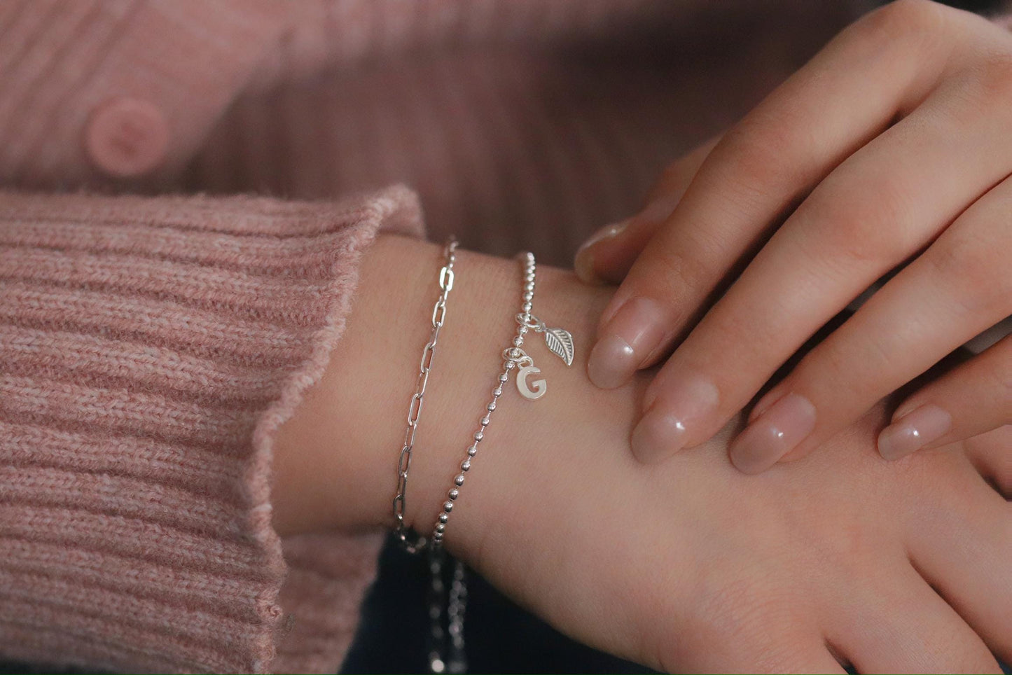 Sterling Silver Flower Girl Bracelet Gift, Alphabet Initial Letter Bracelet, Personalised Bridesmaid Jewellery