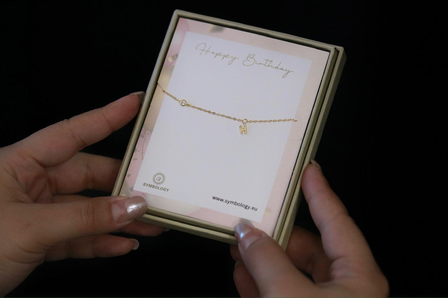 925 Sterling Silver H Initial Bracelet | Gold Letter H Charm Minimal CZ Chain Bracelet