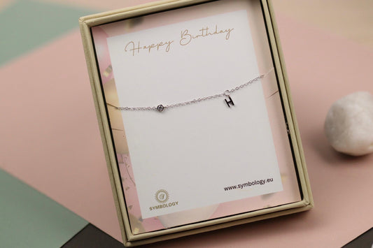 925 Sterling Silver H Initial Bracelet | Gold Letter H Charm Minimal CZ Chain Bracelet