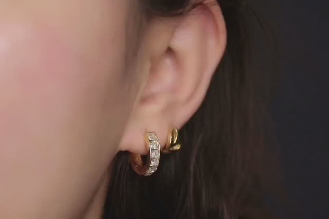 April Birthstone Earrings: Swarovski Crystal Huggies, Gold Plated Hoops Earrings, Christmas Stocking Fillers