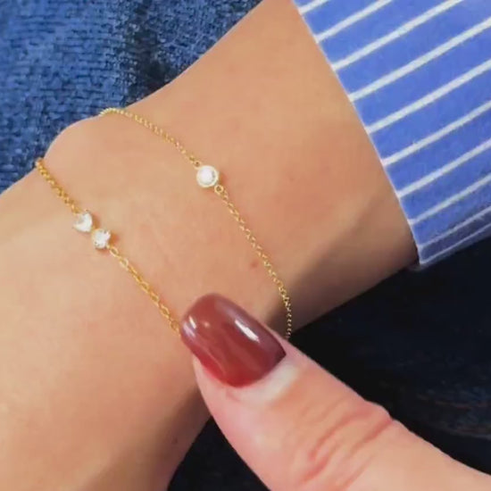 Sterling Silver Gold Bow Bracelet – Dainty CZ Butterfly Bowknot Chain,Minimalist Jewellery,Thank You Gift