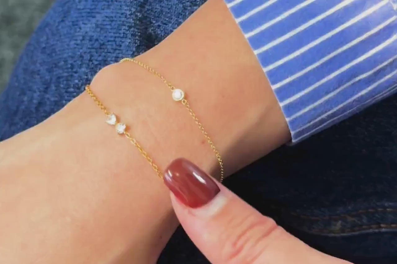 Sterling Silver Gold Bow Bracelet – Dainty CZ Butterfly Bowknot Chain,Minimalist Jewellery,Thank You Gift