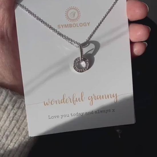 Wonderful Granny Interlinking Circle Necklace, CZ Pave Interlinked Disc Necklace for Grandmother, Mothers Day Gift, Gift for Her