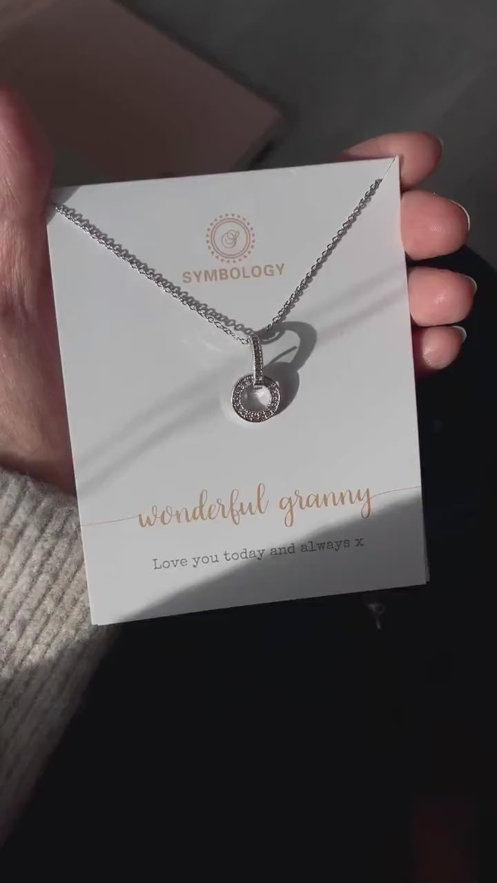 Wonderful Granny Interlinking Circle Necklace, CZ Pave Interlinked Disc Necklace for Grandmother, Mothers Day Gift, Gift for Her