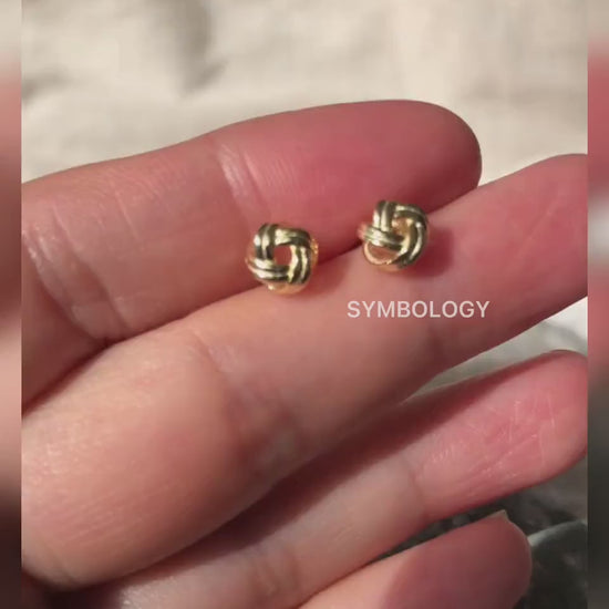 Love Knot Friendship Studs Earring in Sterling Silver With 18K Gold Plating /  SYMBOLOGY Silver & Gold Knot Studs / Gift for Best Friend BFF