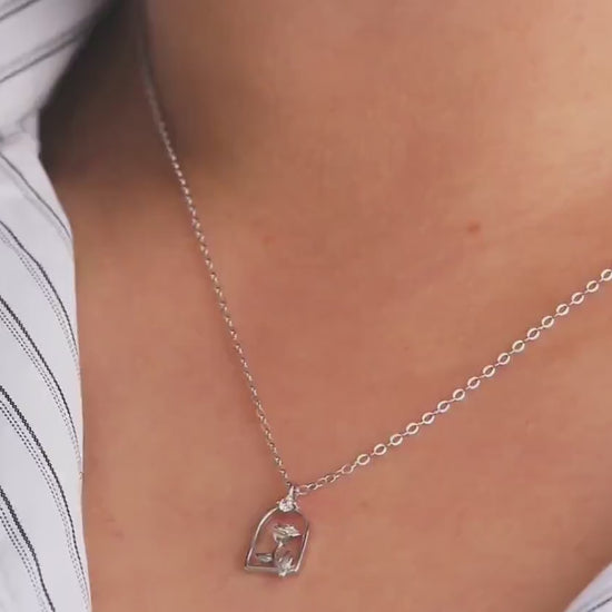 Sweet 18th Birthday Gift for Her, 925 Silver Rose Window Necklace, Eighteen Dainty Floral Pendant with Personalised Name Card