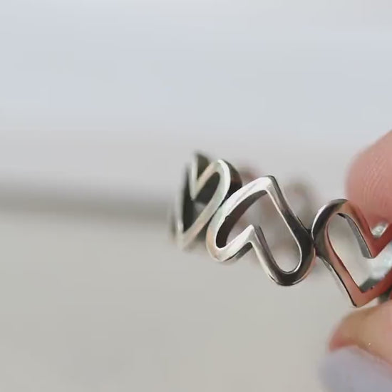 Sterling Silver Open Bubble Ring, Delicate Ball Ring Band, Minimalist Geometric Design, Stacking Rings, Gift for Her, Adjustable Size 7 8 9