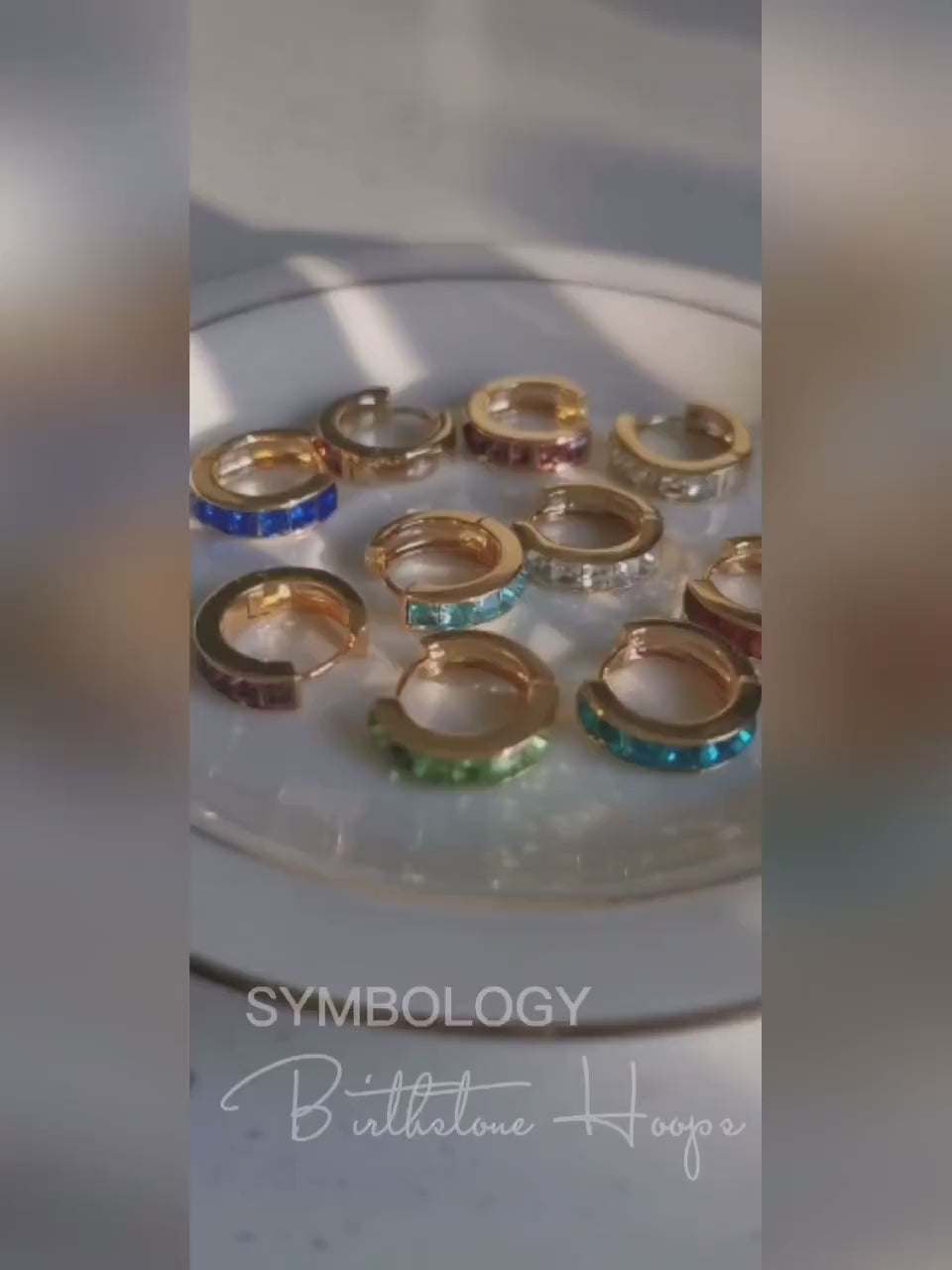 February Birthstone Hoop Earrings, Amethyst CZ Crystal Hoops,  Swarovski Crystal Earrings, Gold Huggie Hoops, Christmas Gift for Her/Mum