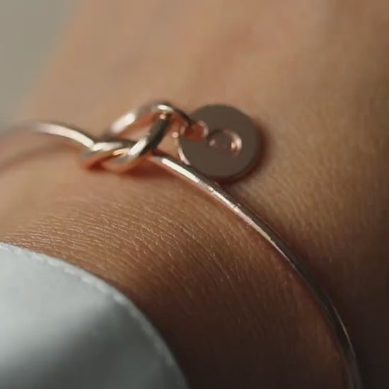 Personalised Knot Initial Adjustable Open Bangle, Silver Birthstone Charm Bracelet,-Friend-Mum-Sister Bracelet Bangle, Birthday Gift For Her