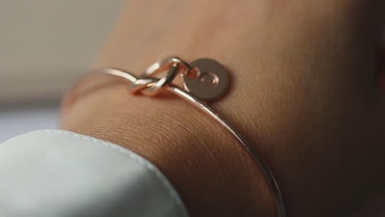 Personalised Knot Initial Adjustable Open Bangle, Silver Birthstone Charm Bracelet,-Friend-Mum-Sister Bracelet Bangle, Birthday Gift For Her